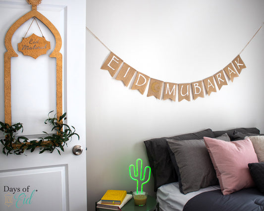 Eid Mubarak Burlap Banner - Days of Eid