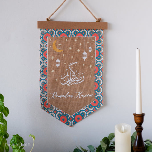 Ramadan Kareem Burlap Pennant - Days of Eid