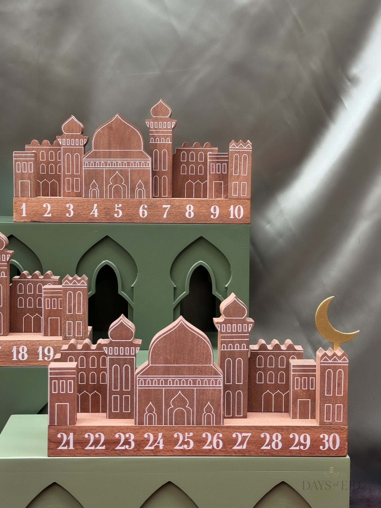 Wooden Ramadan City Countdown Calendar - Days of Eid