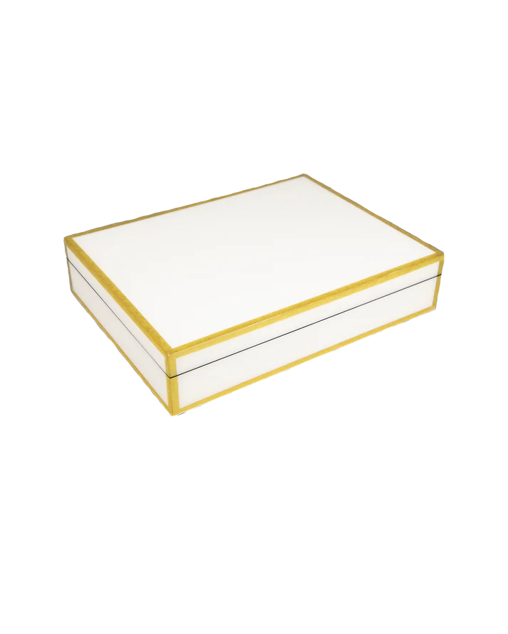 White with Shine Gold Leaf - Stationery Box - L-45FSWSGLT