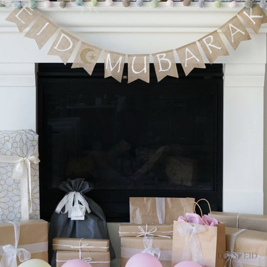 Eid Mubarak Burlap Banner - Days of Eid