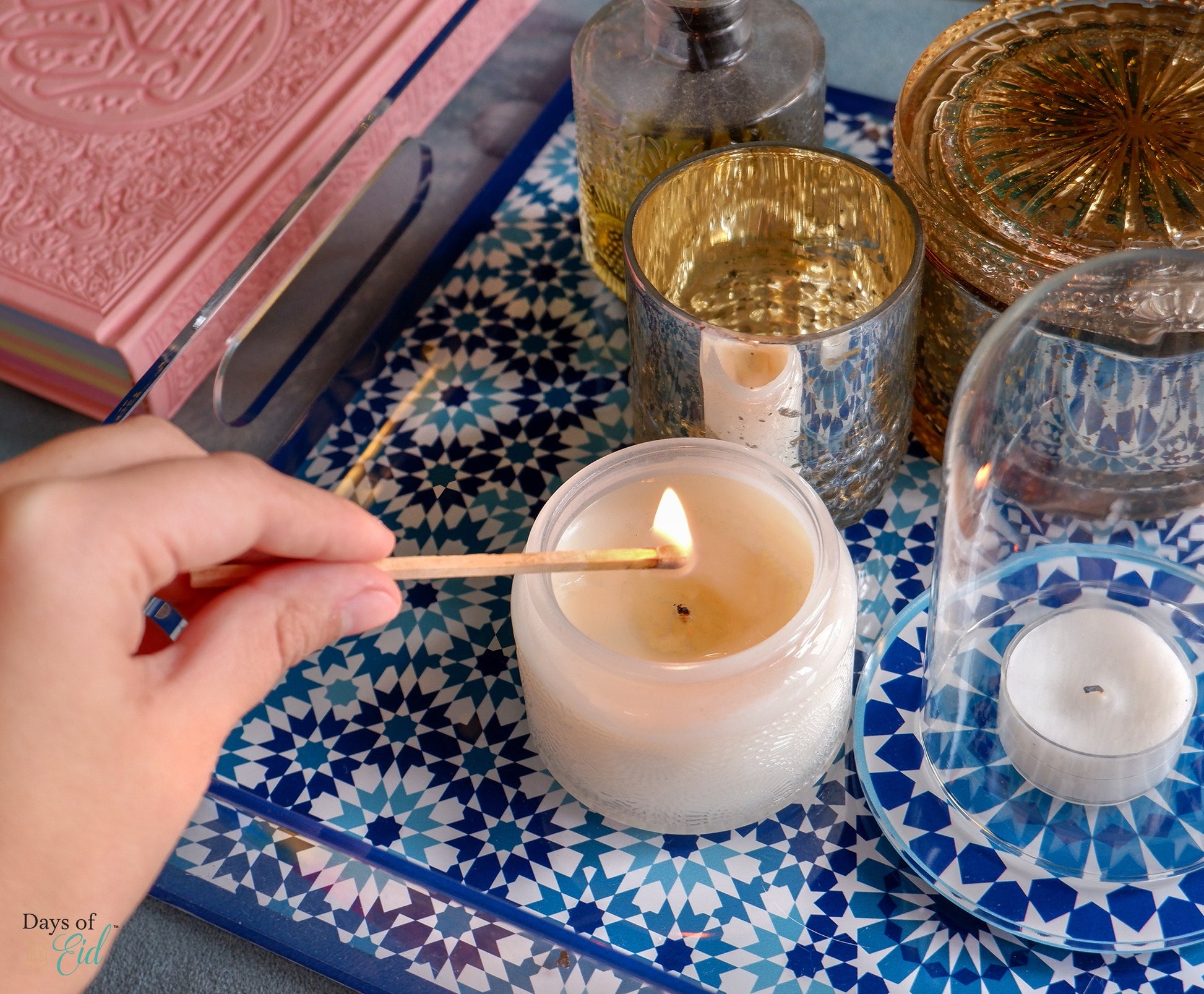 Marrakech Mosaic Acrylic Tray - Blue
