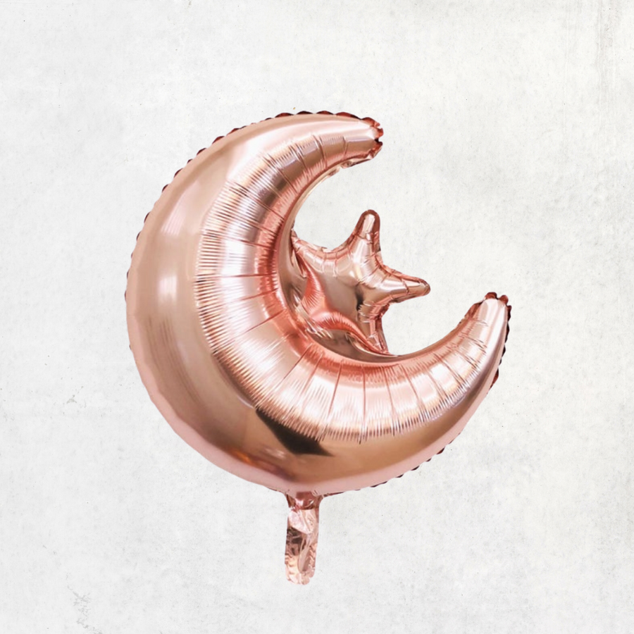 Crescent Moon Star Balloon Rose gold 